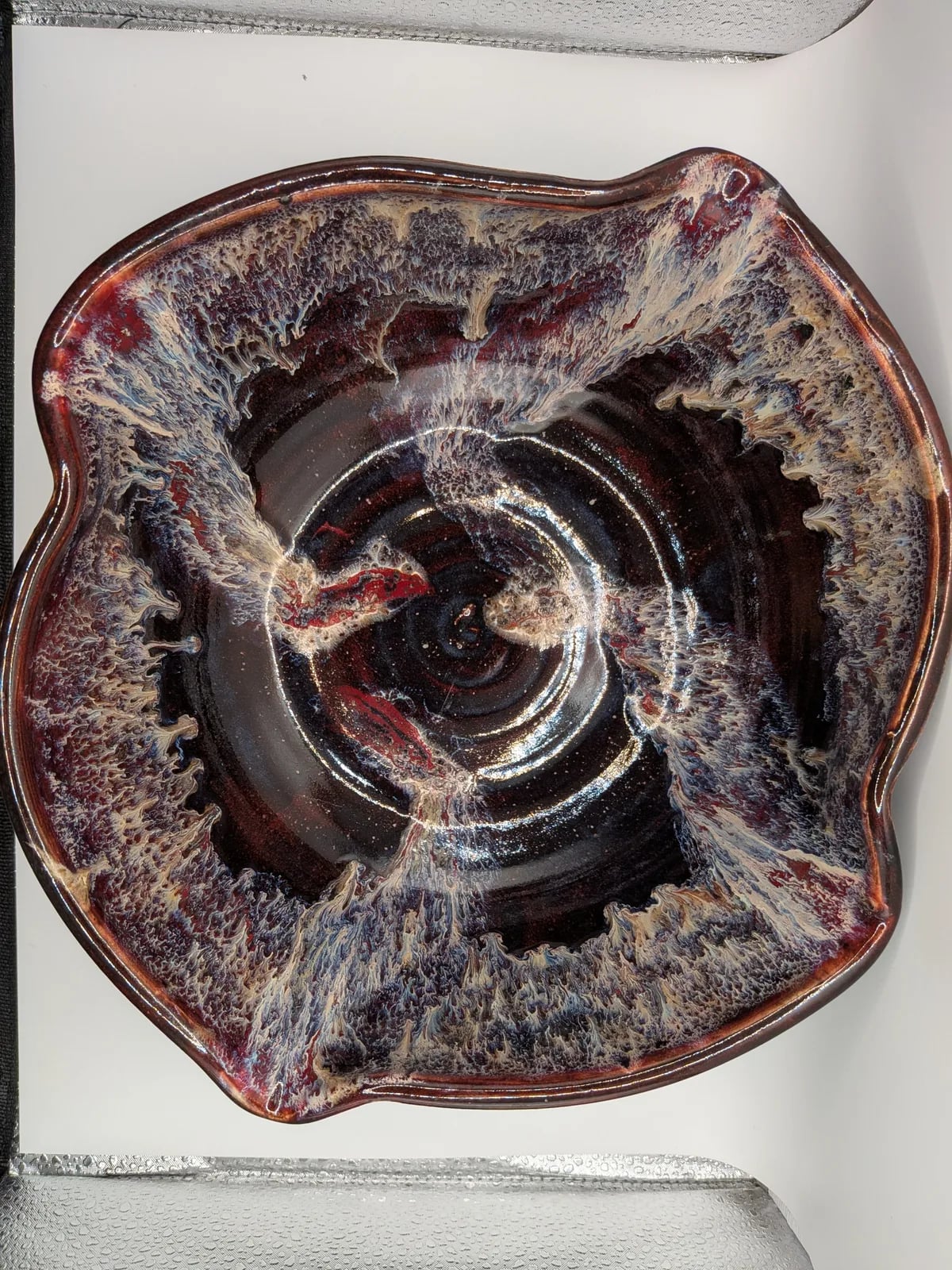 Firebrick red lightning bowl. 