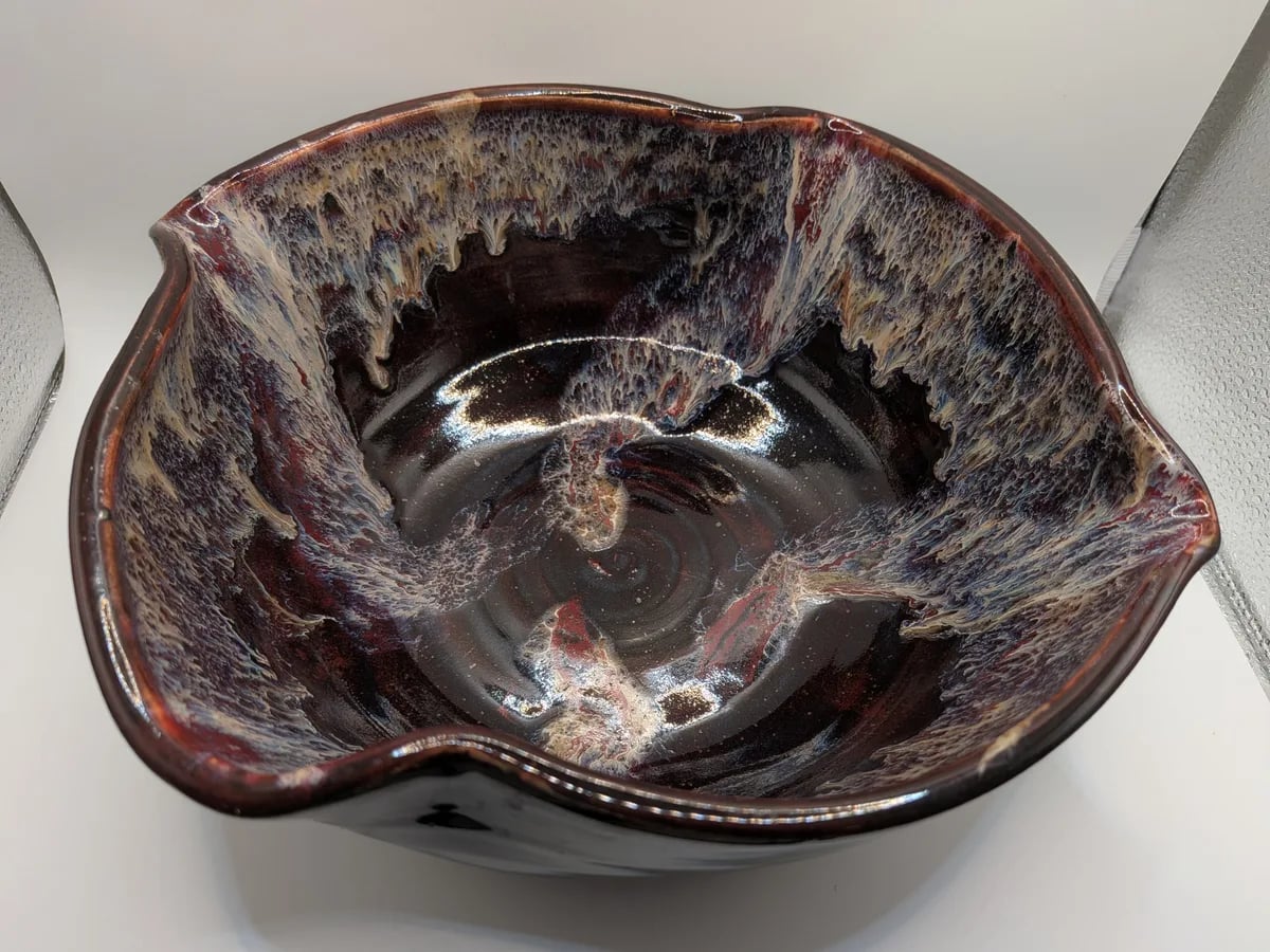 Firebrick red lightning bowl. 